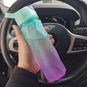 Spray Water Bottle For Girls Outdoor Sport Fitness Water Cup Large Capacity Spray Bottle Drinkware Travel Bottles Kitchen Gadgets (Color: Greenpurple gradient)